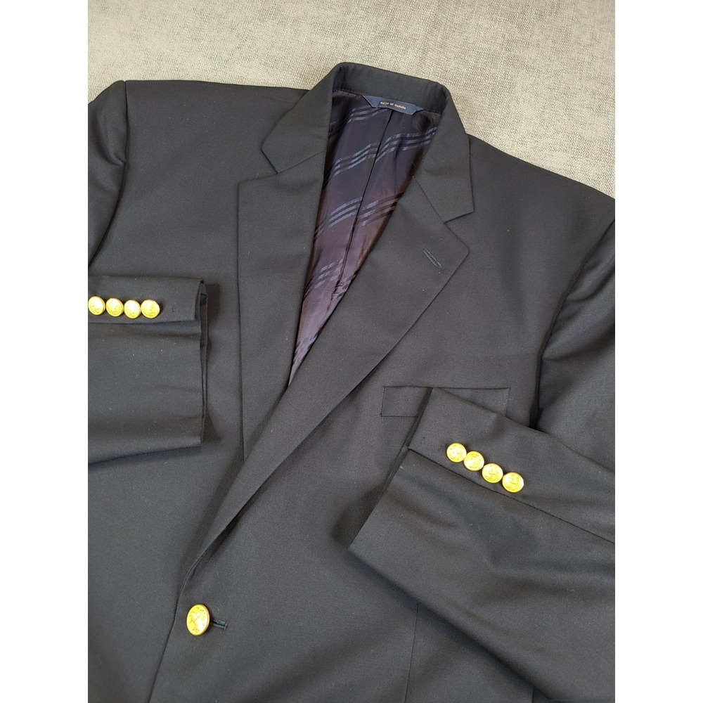 Brooks Brothers 1818 x Loro Piana Mens 45R Navy Blue Wool Gold Button Sportcoat